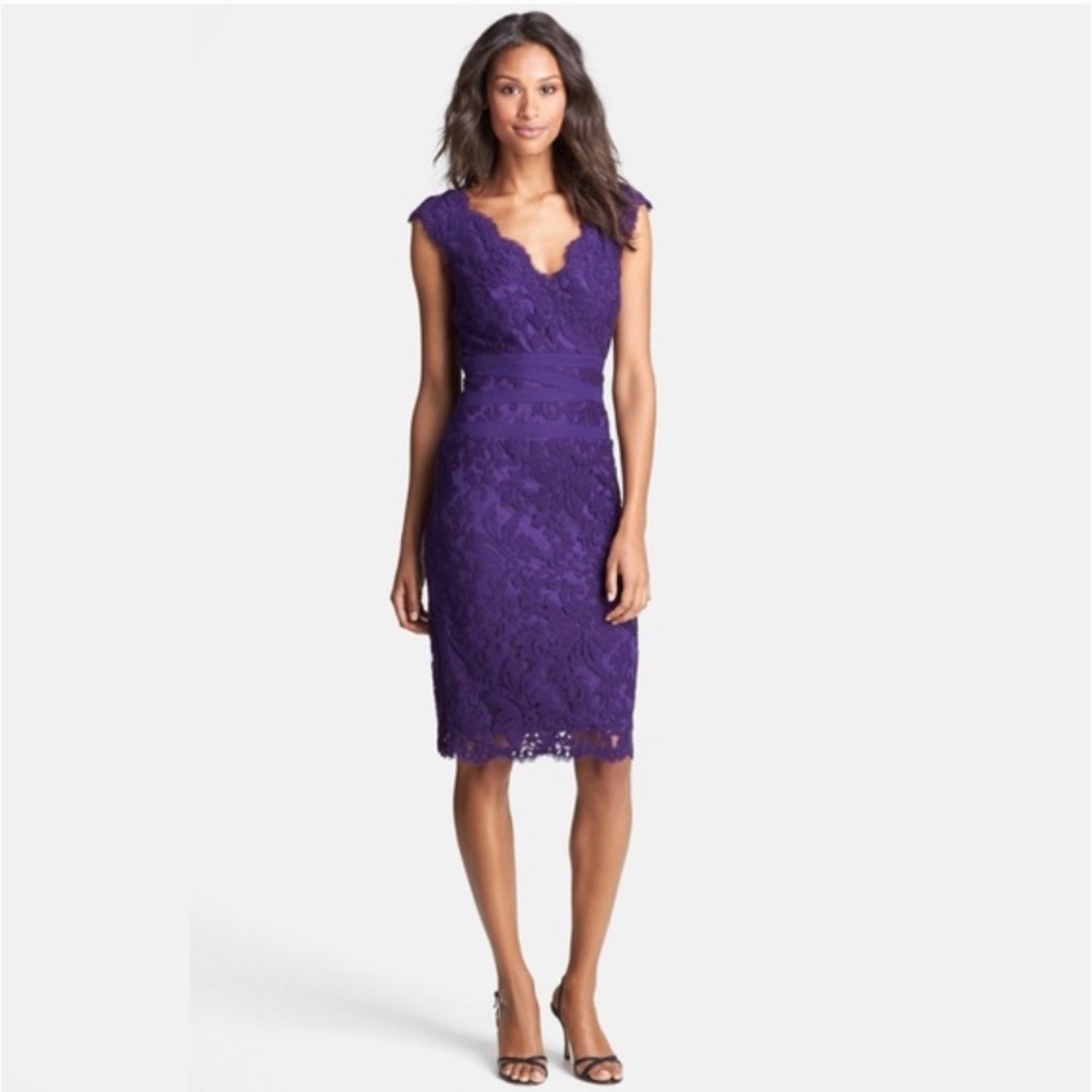 Lace detail neck dress